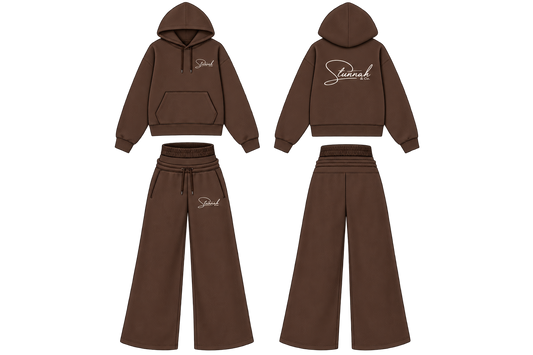 Mocha Brown Double Stack Tracksuit - Front and Back View